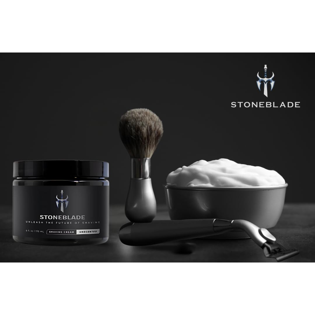 Unscented Shaving Cream for Men – Luxury Lather for Sensitive Skin, Brush or Hand Application, TSA Travel Size (6 fl oz / 170 mL)