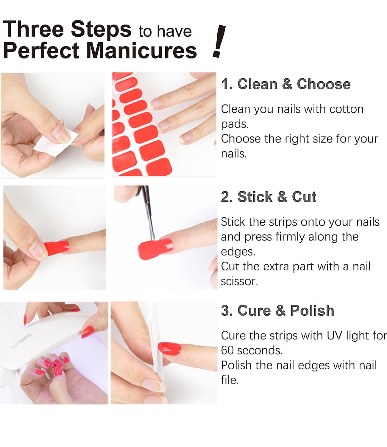 Semi Cured Gel Nail Strips | Christmas Style 20pcs Nail Sticker Wraps UV for Home DIY
