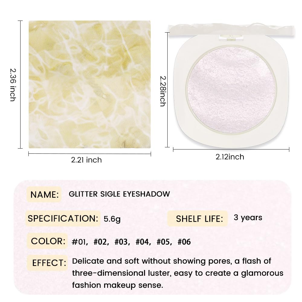 Light Pink Shimmer Glitter Sparkling Monochrome Eyeshadow Palette,Metallic Single Eye Shadow Palette for Older Women,Long Lasting Naturing-Looking Eye Makeup
