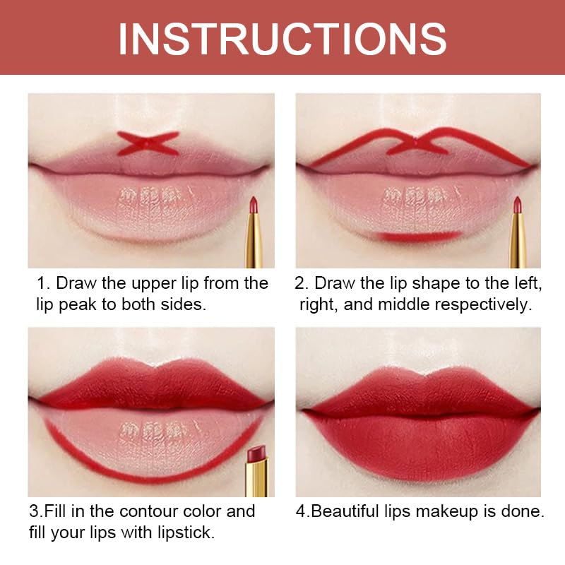 evpct 3Pcs Dark Deep Ruby Mauve Red Lip Liner and Lipstick Set Kit for Women Matte Matt 24 Hours Lipstick Pen and with Lip Liner Pencil Set Long Lasting 24 labial labiales mate 24 horas originales