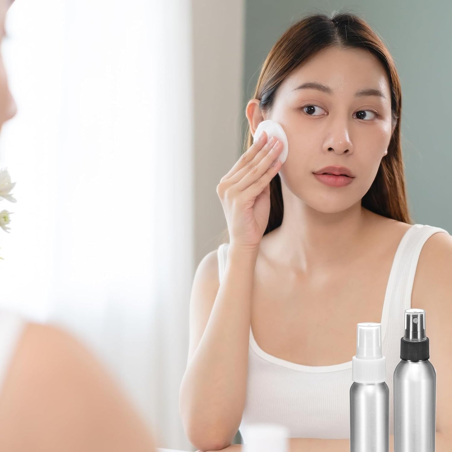 HARFINGTON 5pcs Aluminum Fine Mist Spray Bottles 250ml/8.5oz Metal Small Liquid Alcohol Refillable Travel Container with White Plastic Nozzle Cap for Perfume Skincare Cosmetic Storage Bottle