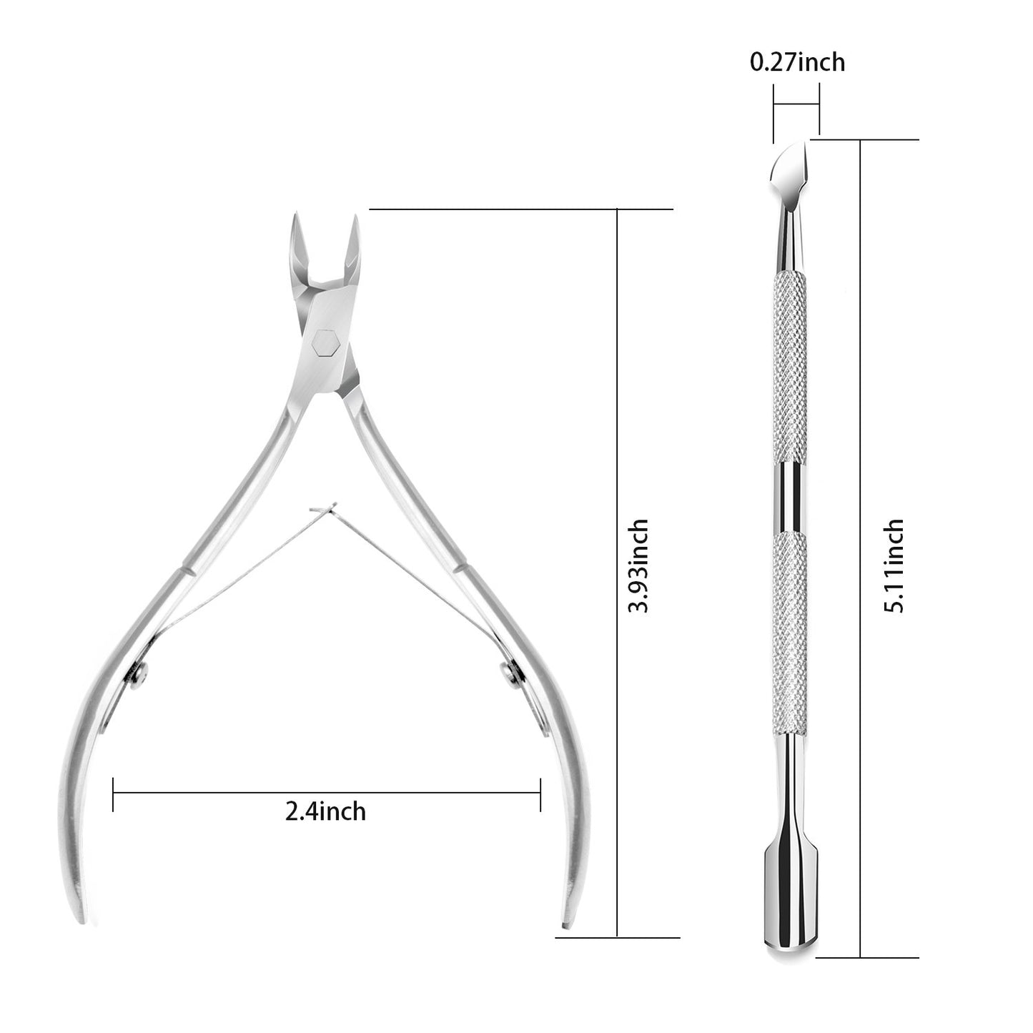 Ejiubas Cuticle Pusher Cuticle Nipper Stainless Steel Cuticle Trimmer Cuticle Remover Tool Set for Fingernails and Toenails Pedicure Manicure Tools Silver Christmas