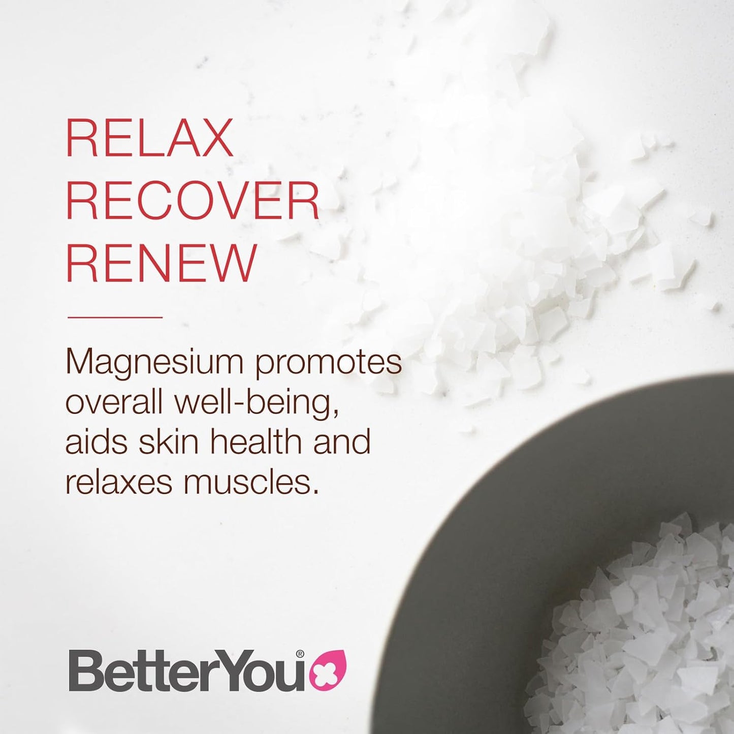 BetterYou Magnesium Muscle Bath Flakes - Mineral Bath Salts For Muscle Recovery - Post-Workout Soak For Sore Muscles - Natural Magnesium - 2.3 lb