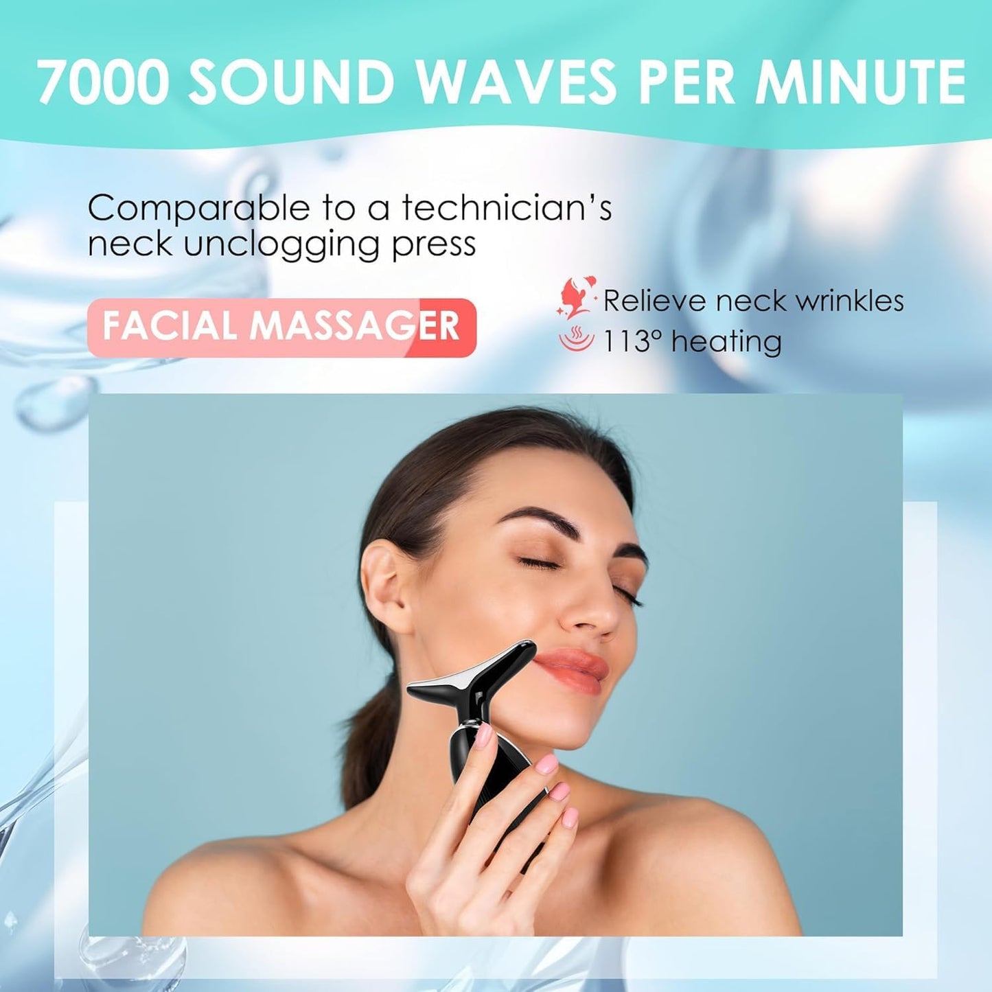 Facial Massager Red-Light-Therapy-for-Face and Neck, Face ๐ฒ culpting Wand with 7 Color (Bright Black)
