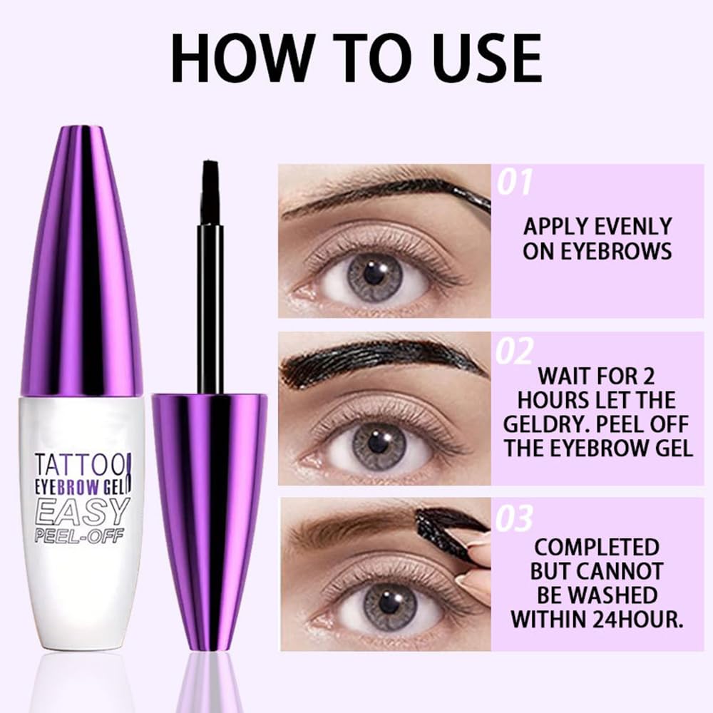 Peel Off Tattoo Brow Tint Gel - 2pcs Light Brown Eyebrow Kit, Waterproof, Transfer-Proof & Sweatproof, Quick Peel Formula for Natural Fuller Brows, Mother’s Day Gifts for Women All Skin Types
