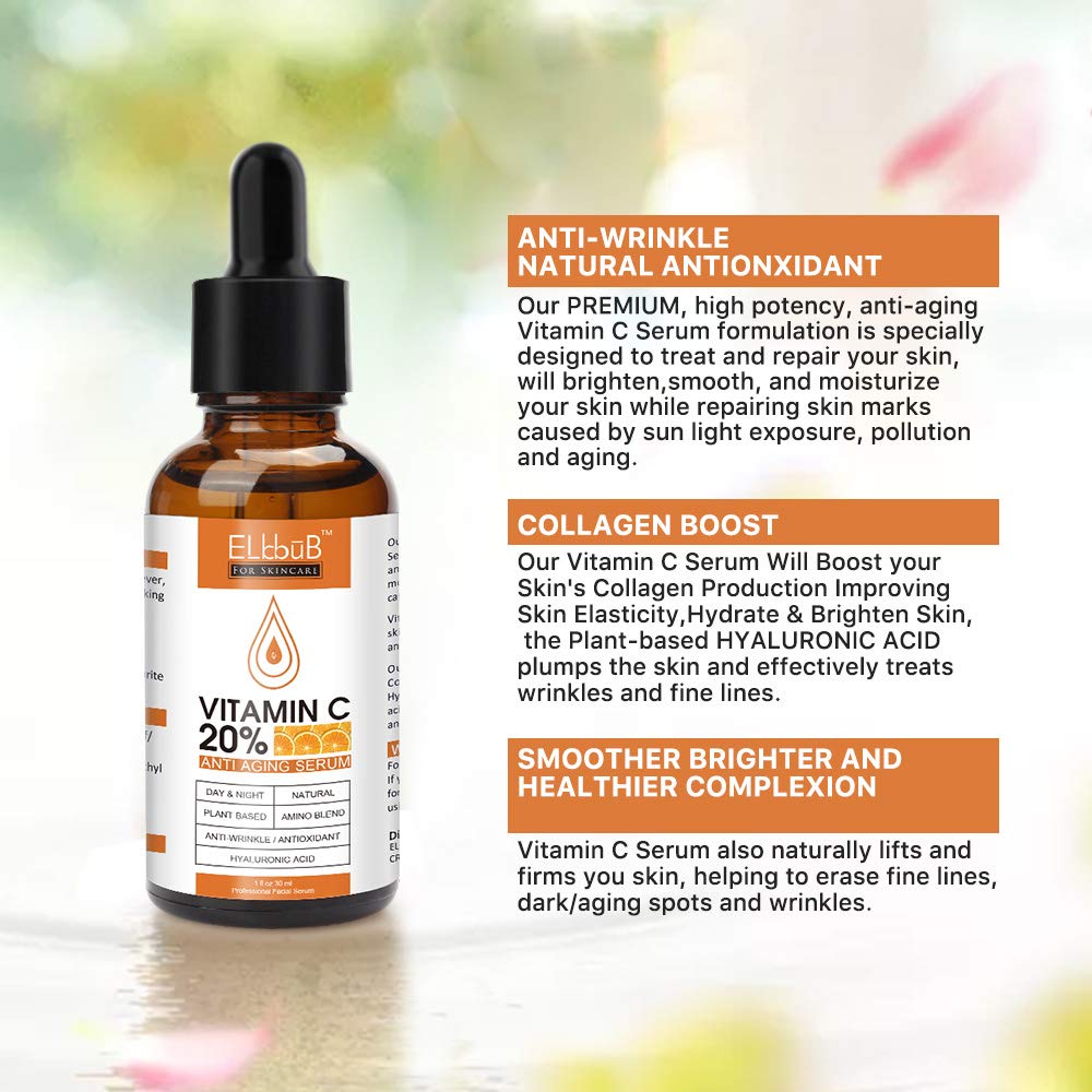 Premium 20% ๐ฏ๐ข๐ญ๐๐ฆ๐ข๐ง ๐ ๐ฌ๐๐ซ๐ฎ๐ฆ - (2PACK) with Hyaluronic Acid, Retinol & Amino Acids - Boost Skin Collagen,Hydrate & Plump Skin, Anti Aging & Wrinkle Facial Serum