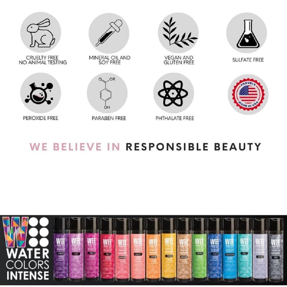 Watercolors INTENSE METALLIC Semi Permanet Color Depositing Shampoo-Sulfate & Paraben Free to Maintain & Enhance Hair Color 8 fl oz - COPPER