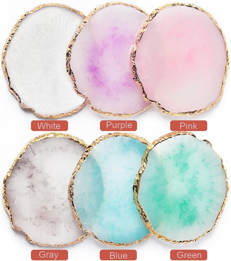 Resin Nail Art Palette, Nail Painting Mixed Color Palette, Gilded Edge Nail Gel Color Makeup Display Board Pallet (White)