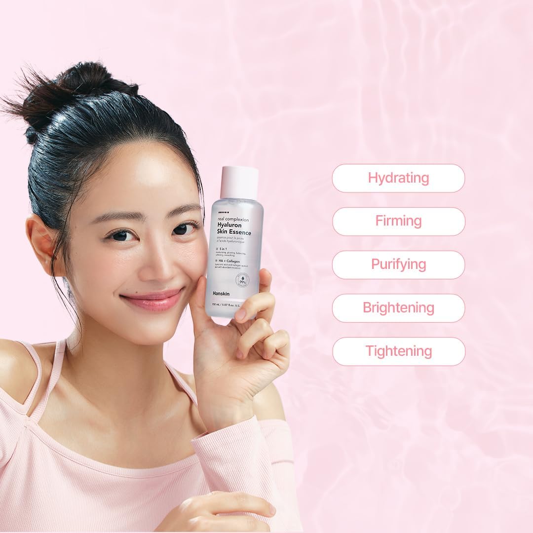 Hanskin Hyaluron Skin Essence Toner โ Korean Hydrating Toner | Hyaluronic Acid & Collagen | Lightweight Moisturizing Astringent for Dry, Sensitive & Dull Skin | Daily K-Beauty Skincare (5.07 fl oz)