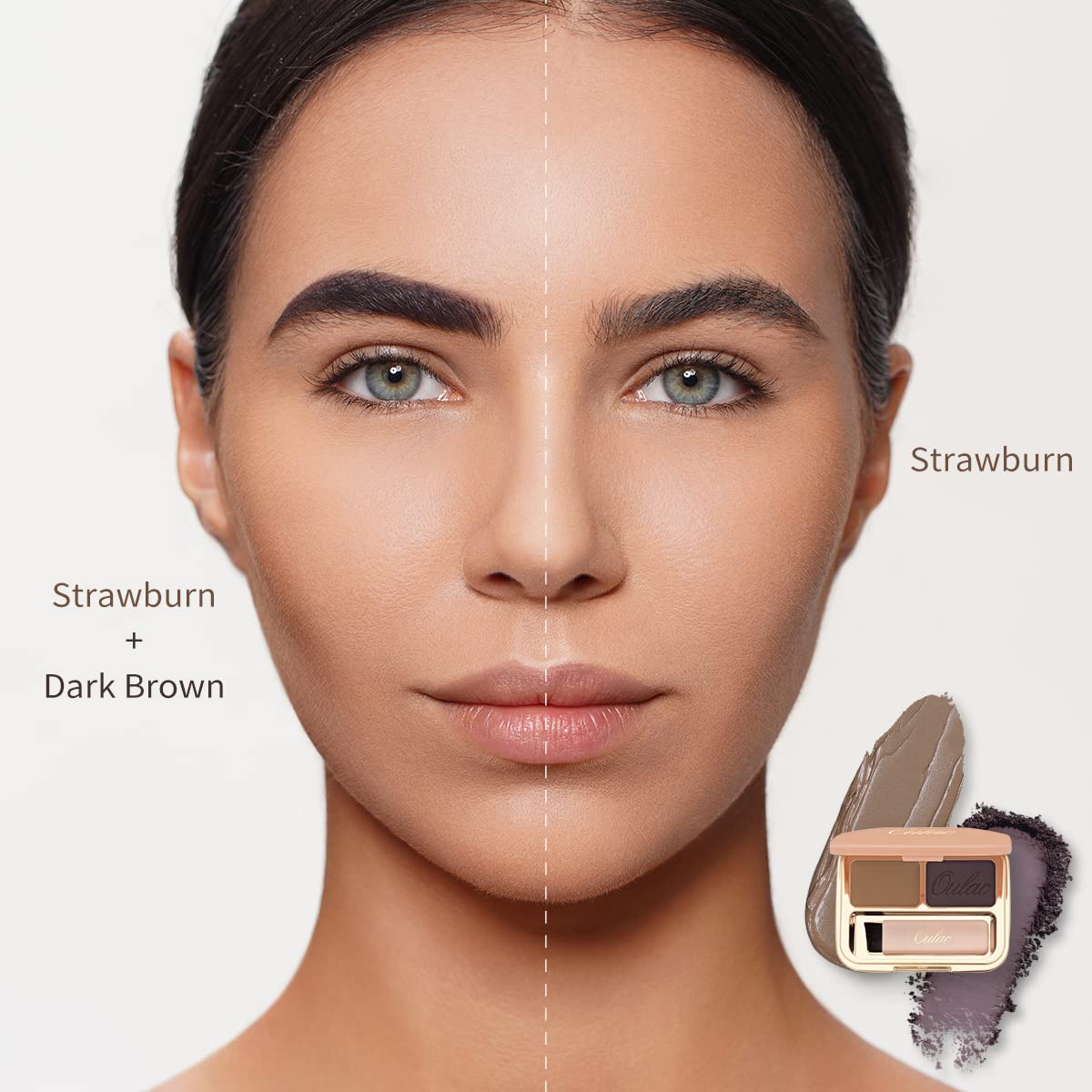 Oulac Waterproof Eyebrow Powder Gray Kit with Brow Brush 2 in1 Long Lasting Instant Eyebrow Pomade & Powder Natural Makeup for Sparse Brows 3.2 g/0.11 oz (Strawburn๏ผ