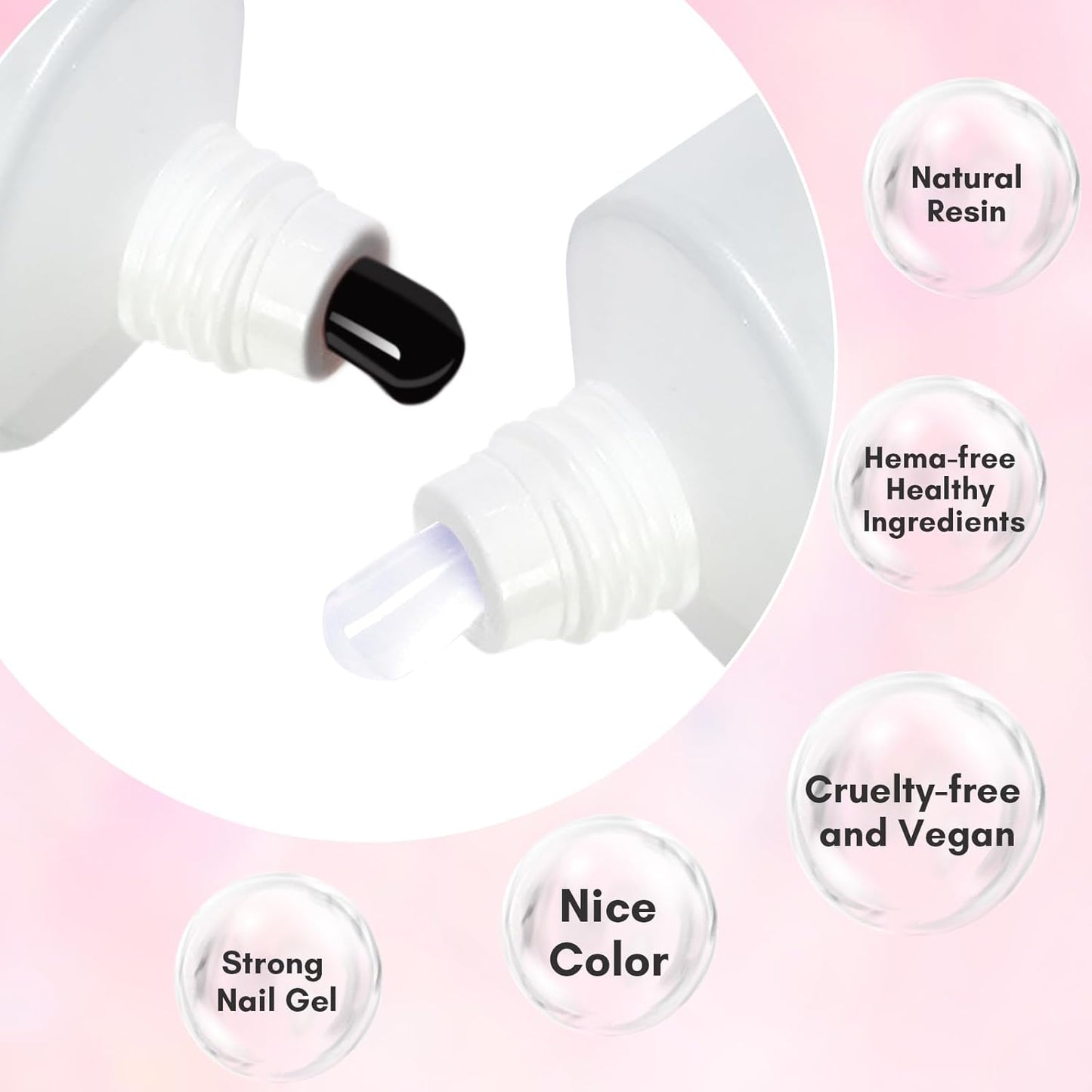 Makartt Poly Nail Gel Set: 2 Colors 50ML, Sheer Black and Milky White, Strong Builder for Extension, Strengthener, 3D Diy, Broken Nails Repair, French Manicures Salon Supplies At Home