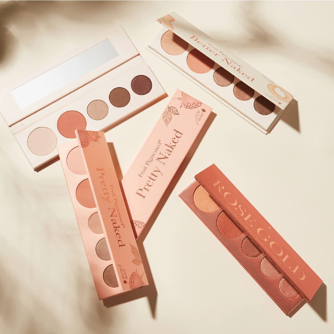 100% PURE Pretty Naked Makeup Palette All in One Compact 3 Eyeshadow, Blush, Face Highlighter, Fruit Pigmented Natural Nude, Neutral Looks for All Skin Types - Vegan (Soft, Neutral Tones)