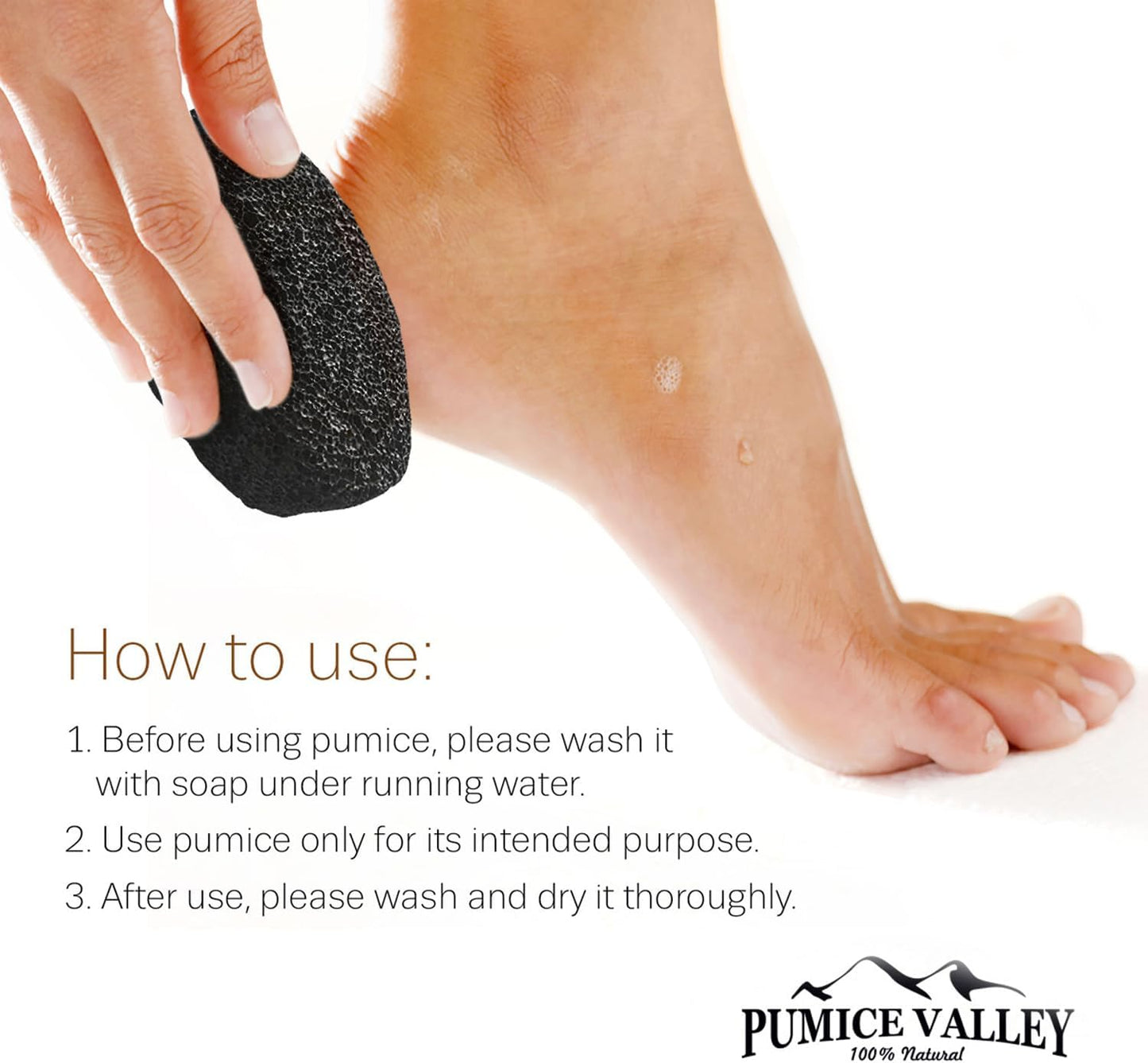 Pumice Stones for Feet - Natural Black Brown Earth Lava Stones Pack of 2 - Callus Corn Remover for Feet Heels and Palm - Pedicure Exfoliation Tool - Dry Dead Skin Scrubber - Health Foot Care