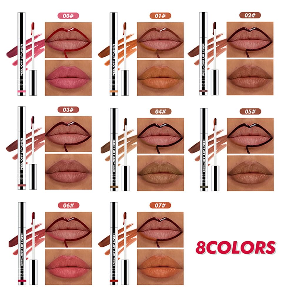 2 Pcs Matte Liquid Lip Stain Peel Off Lip Liner, Long Lasting Lip Tattoo, Waterproof & Transfer-Proof Lip Liner Peel Off Lip Gloss for All Skin Types. 0.12 fl oz #00+#06