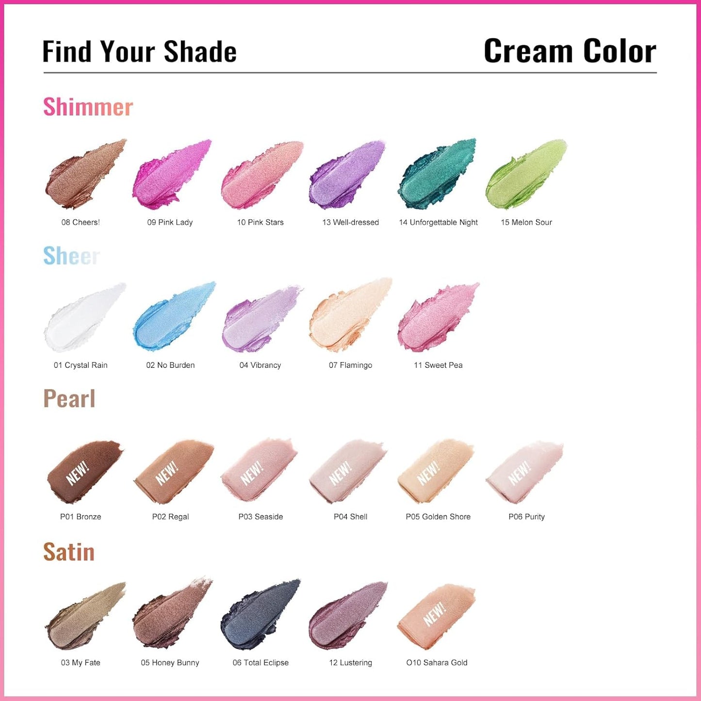 Oulac Cream Eyeshadow also for Highlighter Large Capacity Highly Pigmented Eye Shadow Waterproof &Long Lasting with Moisturizing Formula, Shimmer Glitter Eye Makeup Set 3