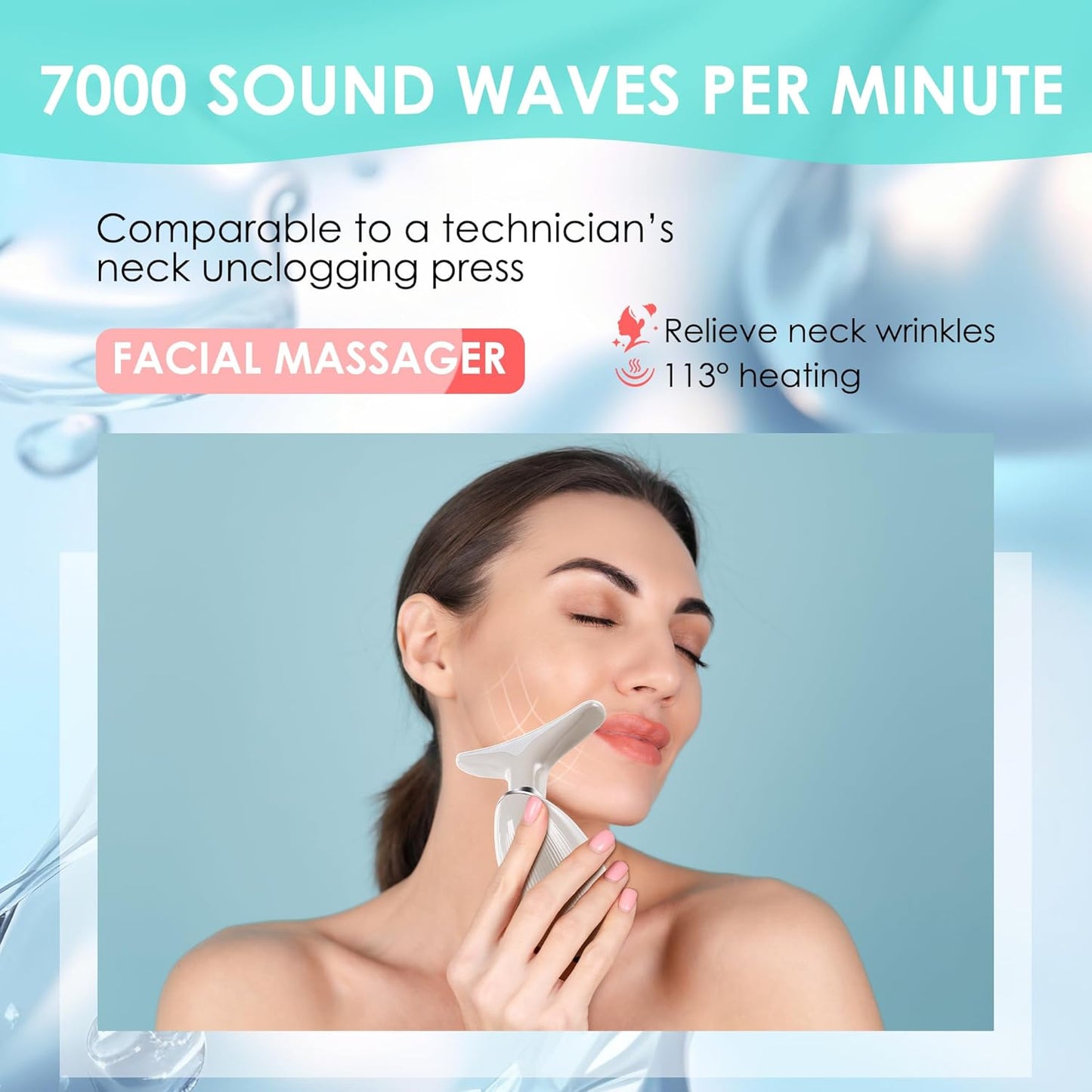 Facial Massager Red-Light-Therapy-for-Face and Neck, Face ๐ฒ culpting Wand with 7 Color (Champagne)
