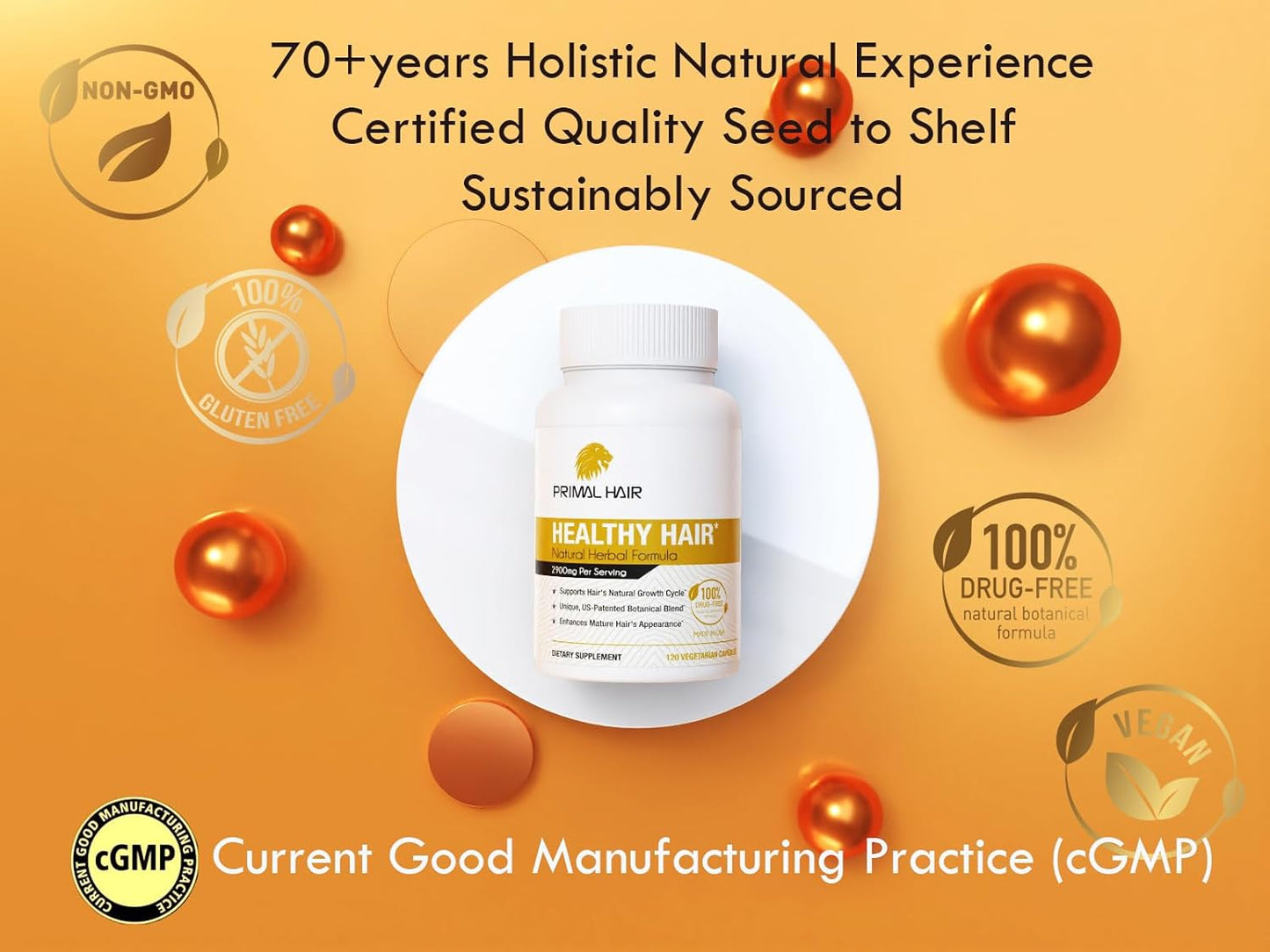 3 PK- 100% Natural Growth Treatment, Reduces Hair Loss, US Patented Formula Proven Effective for Men & Women, 100% Vegan, Non-GMO, 90-Day Supply, 3 Pack