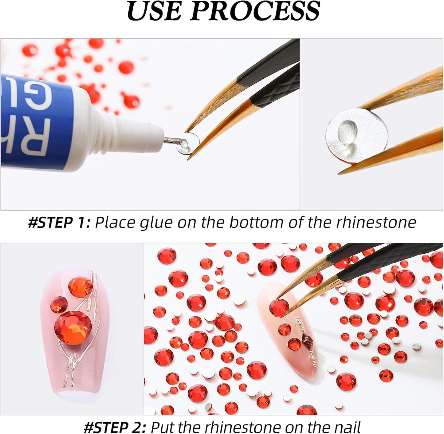 Red Flatback Rhinestones, Glass Rhinestones for Nail Art and Craft, Glue Fix, Loose Crystal Gemstones(Red, SS30, 576pcs, 6.4-6.6mm)