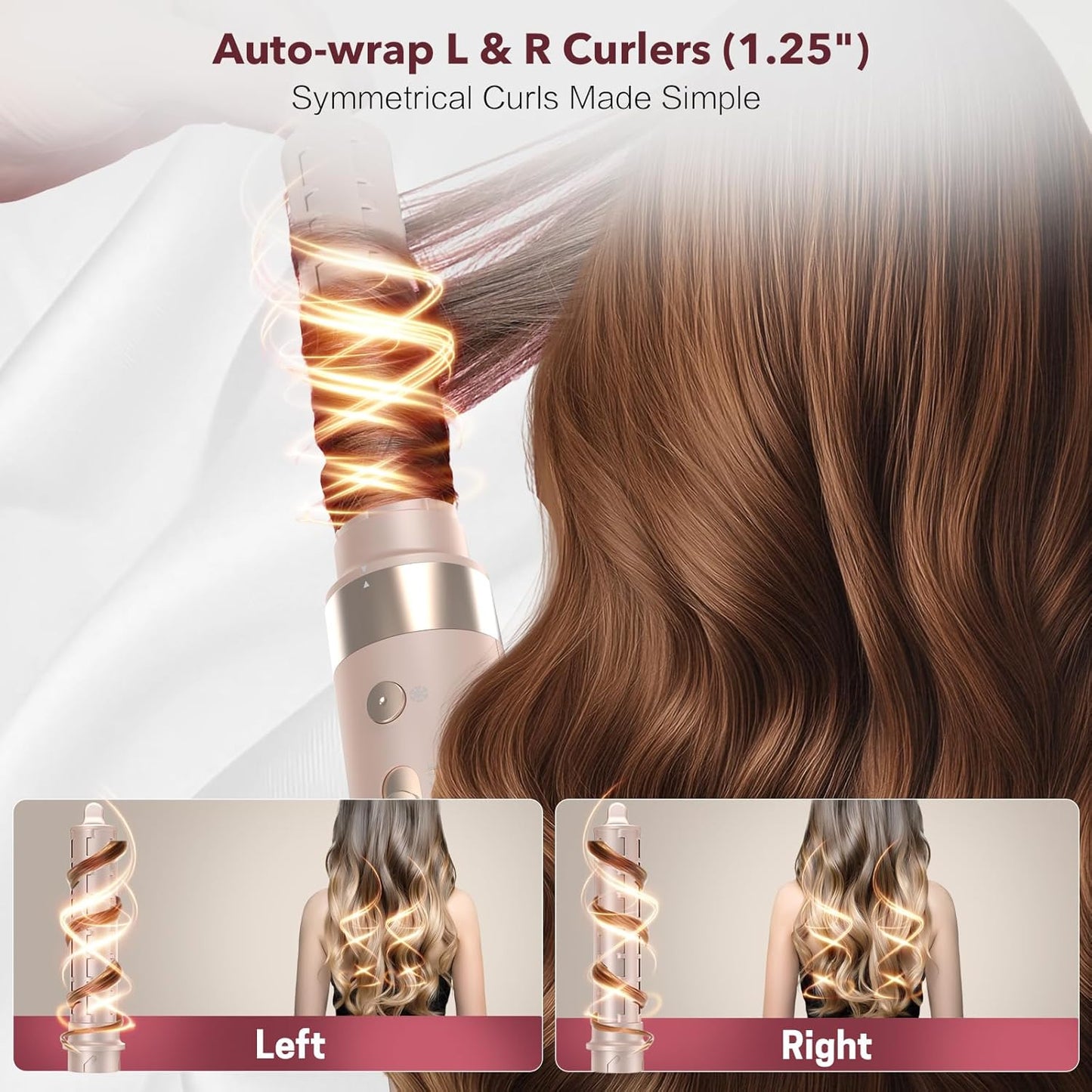 StyleVibe 6-in-1 Multi-Styler, Blow Dryer Brush & Thermal Brush with Auto Wrap Curl L/R, Fast Drying, Smooth Blowouts, Root-Lift Volume, No Heat Damage Frizz-Free Air Styler with Travel Bag