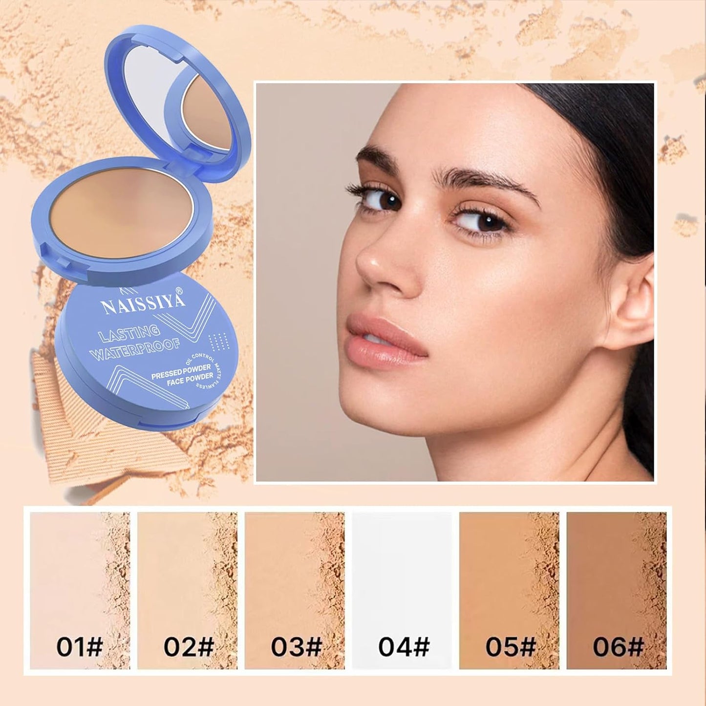 Oil Control Face Pressed Powder,Matte Smooth Flawless Setting Powder Makeup,Waterproof Long Lasting Finishing Powder,Cruelty Free Lightweight Face Cosmetics,0.35Oz (#2-NATURAL BEIGE)