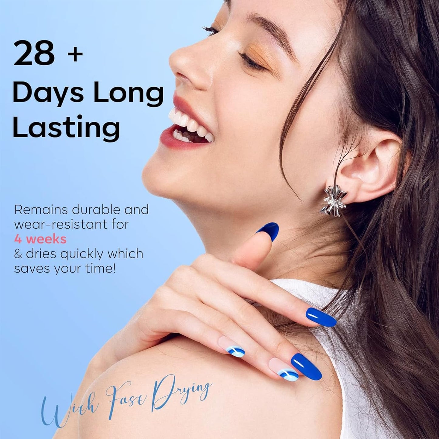 modelones Blue Gel Nail Polish Set 6 Colors, Royal Navy Sky Icy Klein Blue Glitter Gel Polish Kit Light to Dark Shades Soak Off All Seaones Nail Art Gel Salon DIY Manicure Gift for Women Girl