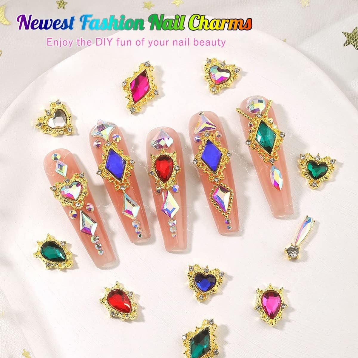 24pcs Black Luxury Nail Charms +2000pcs Jet Black Rhinestones 3D Big Nail Gems K9 Glass Nail Crystals Diamonds Jewelry Stones Alloy Nail Art Studs Decor Supplies Heart Charms for Arylic Nails Crafts