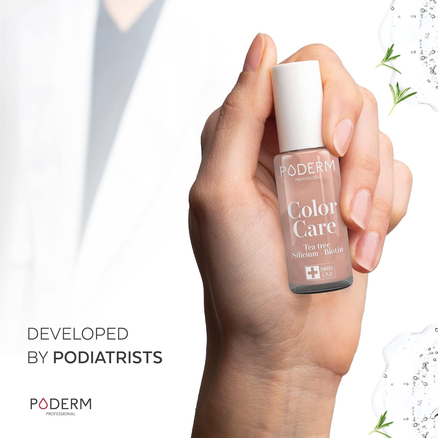 PODERM - Nail Polish โ Enriched with Tea Tree โ Improves nail appearance โ Ingredients Natural/Vegan - foot/hand - Swiss Made (Brilliant Gold)