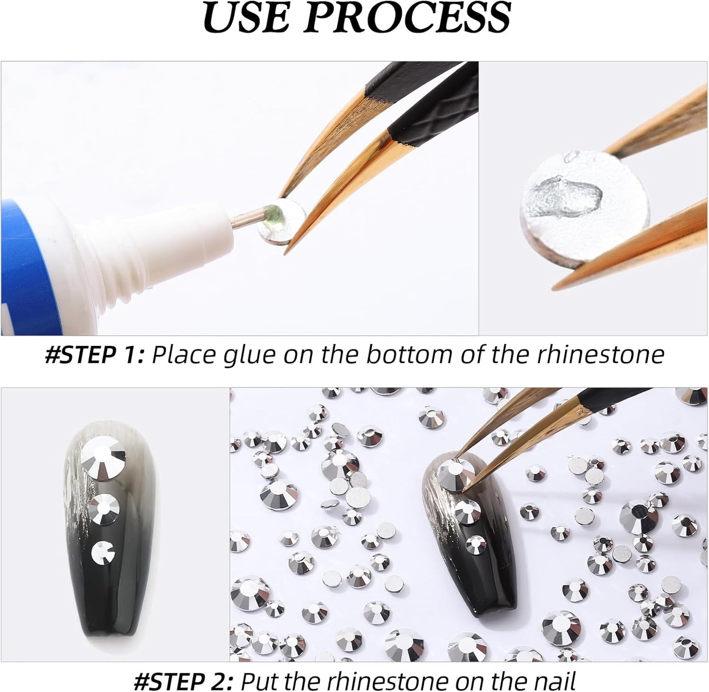 Silver Flatback Rhinestones, Glass Rhinestones for Nail Art and Craft, Glue Fix, Loose Crystal Gemstones(Silver, SS6, 2880pcs, 1.9-2.0mm)