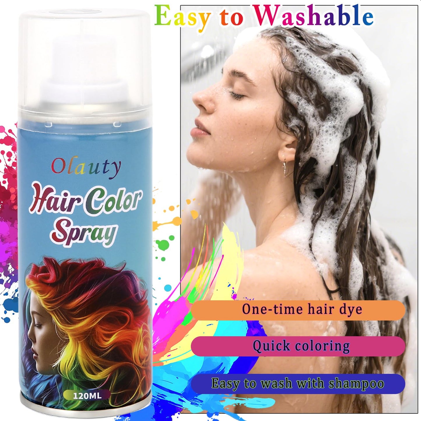 Pink Hair Spary, Temporary Hair Dye Spray For Kids Women Men, Washable One-Time Use Hair Color Wax, Non-Sticky Hair Coloring Pomades for Cosplay Party, Halloween DIY Crazy Hair Day (Pink)