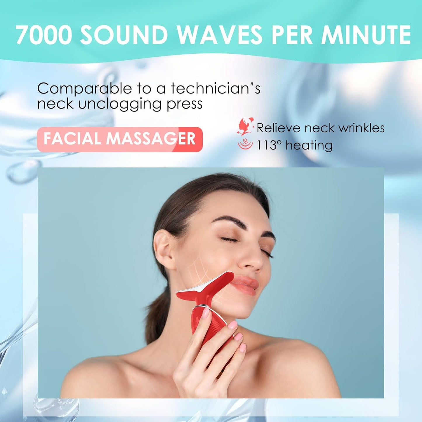 Facial Massager Red-Light-Therapy-for-Face and Neck, Face ๐ฒ culpting Wand with 7 Color (Bright Red)