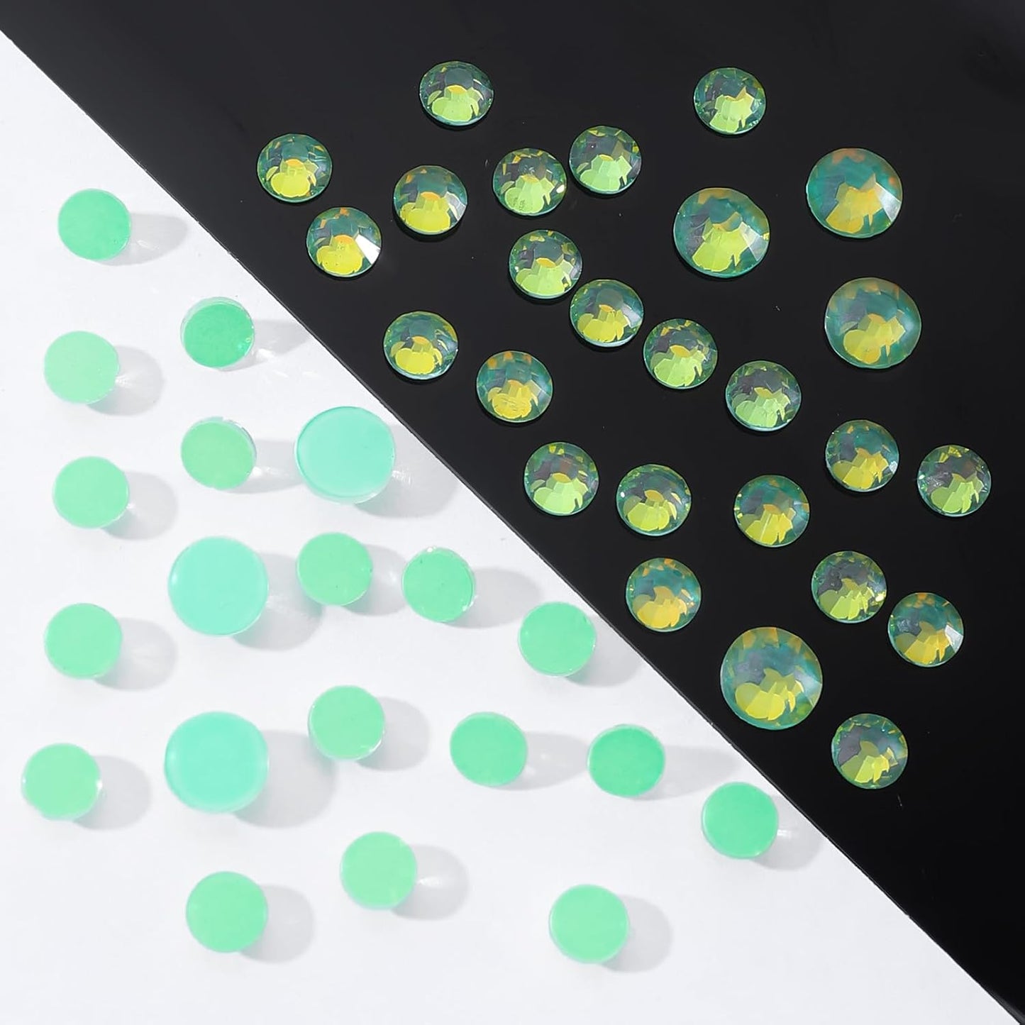 F Green Flatback Rhinestones, Glass Rhinestones for Nail Art and Craft, Glue Fix, Loose Crystal Gemstones(F Green, SS10, 1440pcs, 2.7-2.8mm)