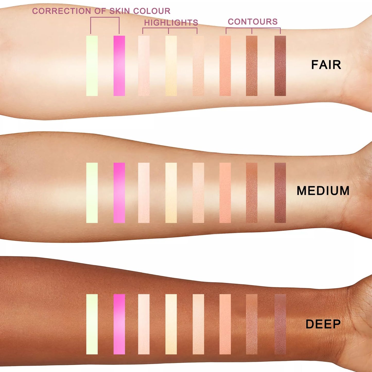 Youngfocus Cosmetics Cream Contour Best 8 Colors Contouring Foundation - Highlighting Makeup Kit/Concealer Palette - Vegan, Cruelty Free and Hypoallergenic - Instruction Manual๏ผDeep Pink๏ผ