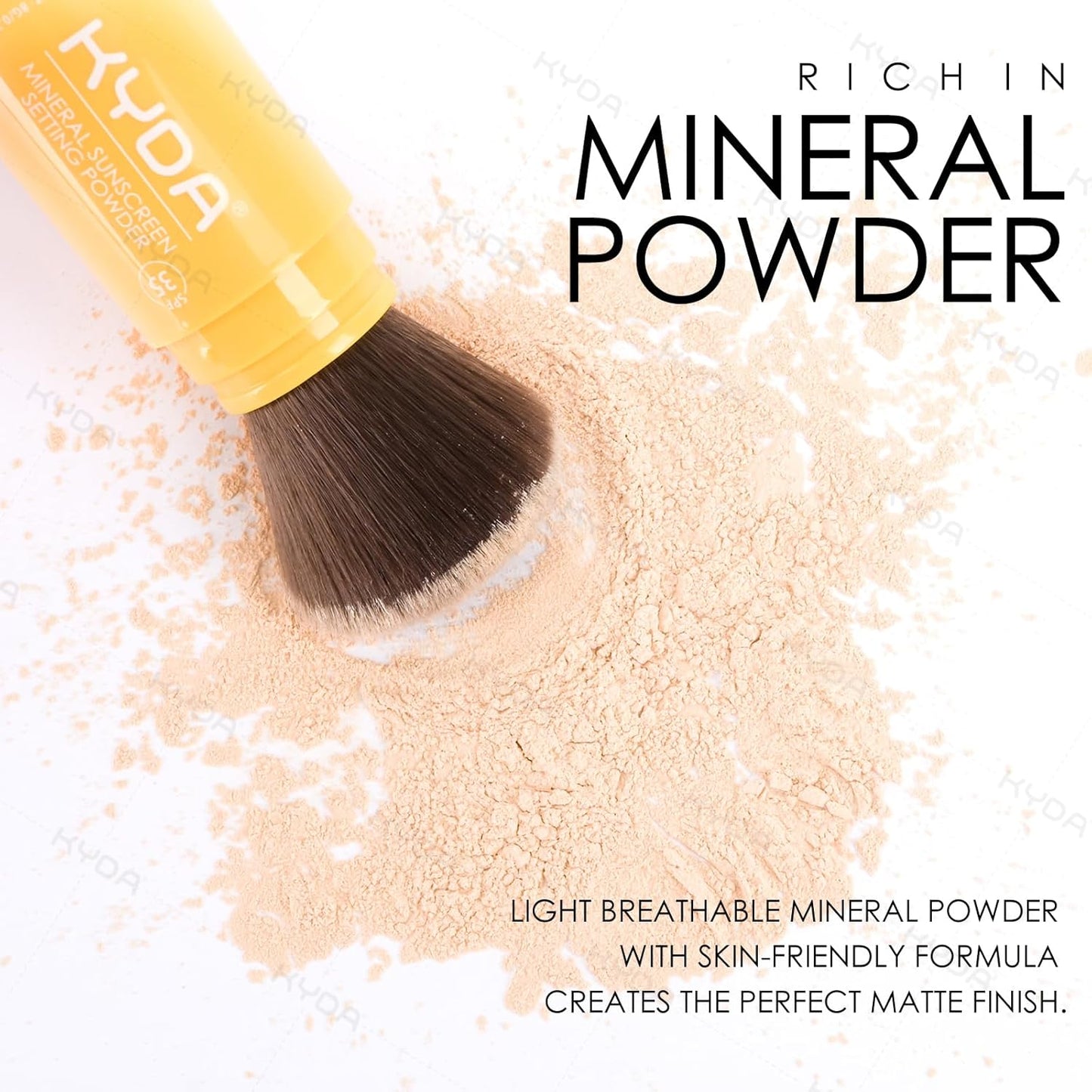 KYDA Mineral Sunscreen Setting Powder for Face & Scalp, SPF 35 Mineral Scalp Sunscreen, Lasting Oil Control Matte Loose Powder, Lightweight Breathable for All Skin Type, Translucent