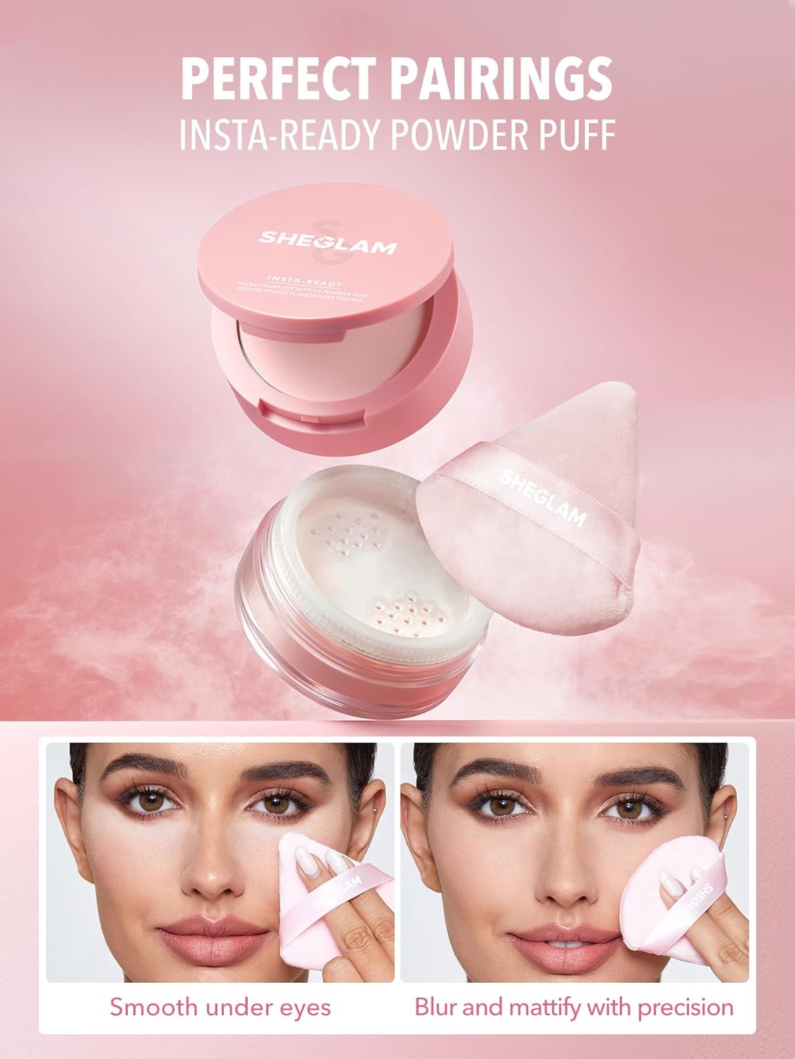 SHEGLAM Insta-Ready Face Powder Loose Under Eye Setting Powder-Bubblegum