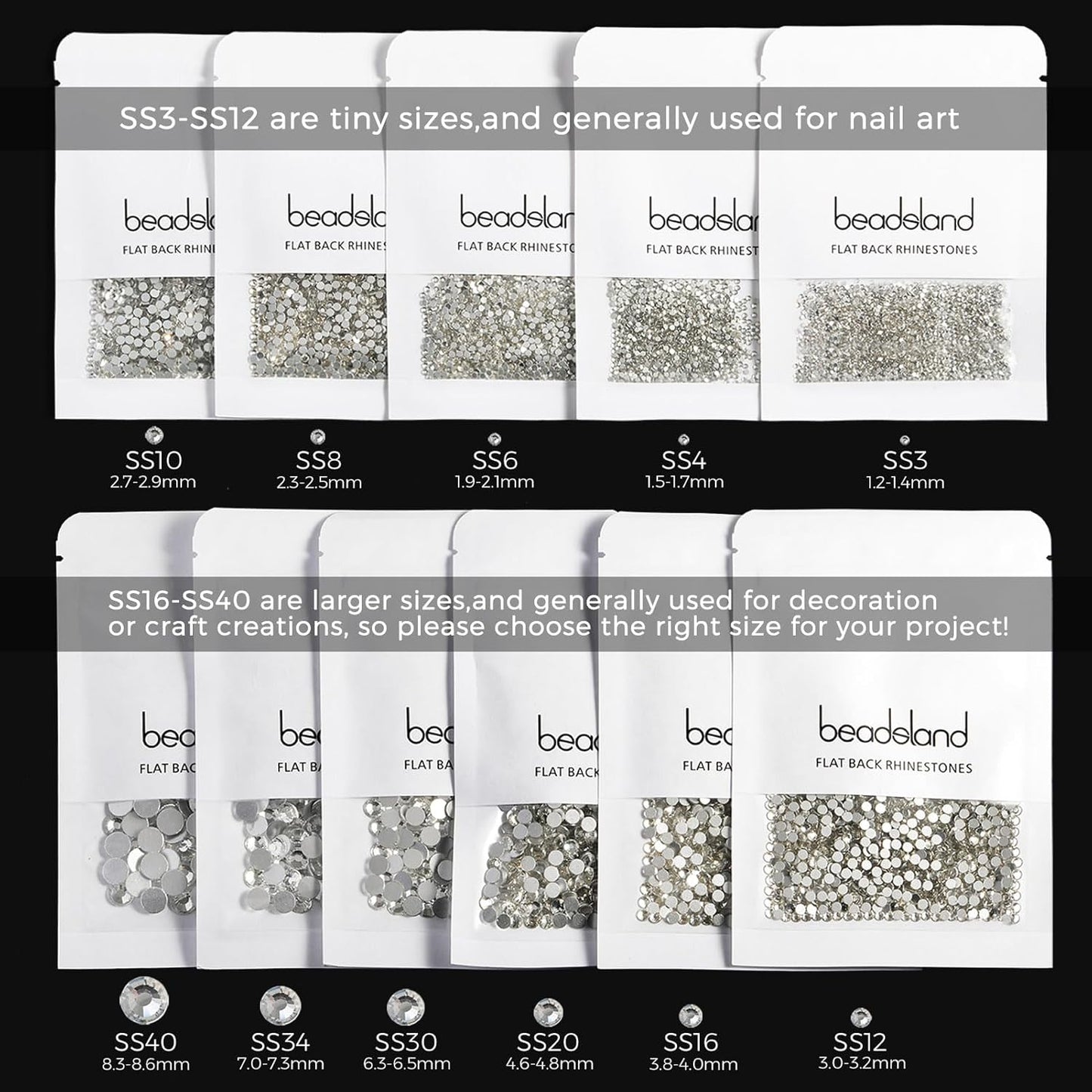 beadsland Flat Back Crystal Rhinestones Round Gems for Nail Art and Craft Glue Fix,Light Purple (3.8-4.0mm) SS16/1440pcs