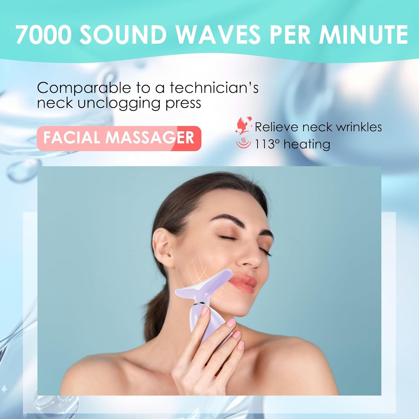 Facial Massager Red-Light-Therapy-for-Face and Neck, Face ๐ฒ culpting Wand with 7 Color (Light Purple)