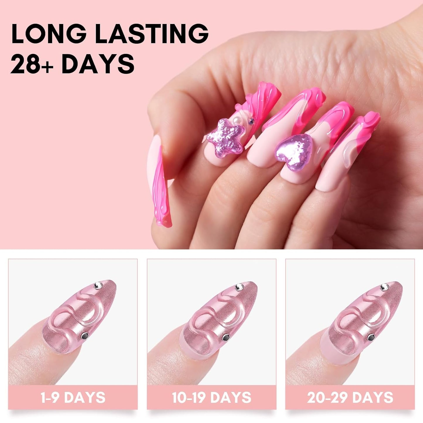 Makartt Nail Rhinestone Glue with 3D Gel Kit – Super Strong Nail Charm Glue & Sculpting Gel for DIY Nail Art, Drawing, Molding & Embossed Designs, Easy to Use for Nail Lovers & Beginners