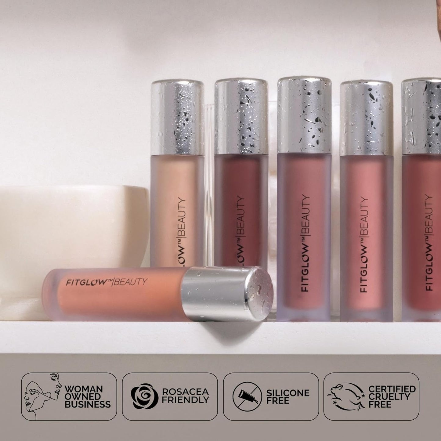 FITGLOW Beauty Lip Colour Serum | Hydrating Lip Gloss | Plumping Anti-Aging Lip Treatment | Natural Shine with Pomegranate Sterols & Collagen | Buildable Color for Dry Chapped Lips | Gospel - 10g