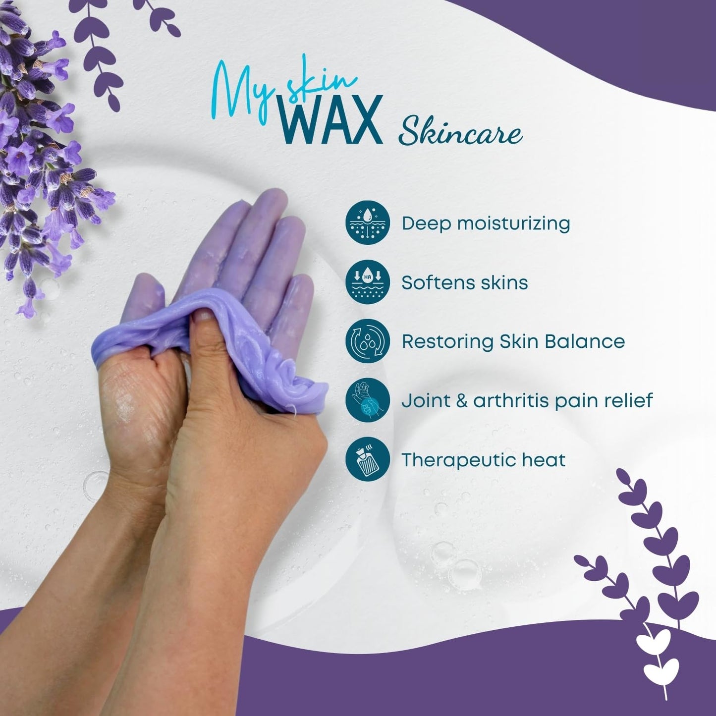 Paraffin Wax Refills Maxi Pack for Hands and Feet Bath โ 6 Large 14oz Blocks (5.25 lb), Lavender Scent, Moisturizing Slightly Oily Wax for Arthritis Relief, Pedicure, Home and Spa Therapy