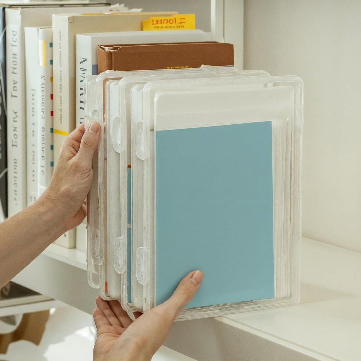 6 Pcs 7'' x 9'' x 2'' Plastic Storage Box with Lid Multipurpose Craft Organizers Plastic Containers Clear Pencil Case Art Satchel Storage Case for Beads Ornaments Crafts Accessories