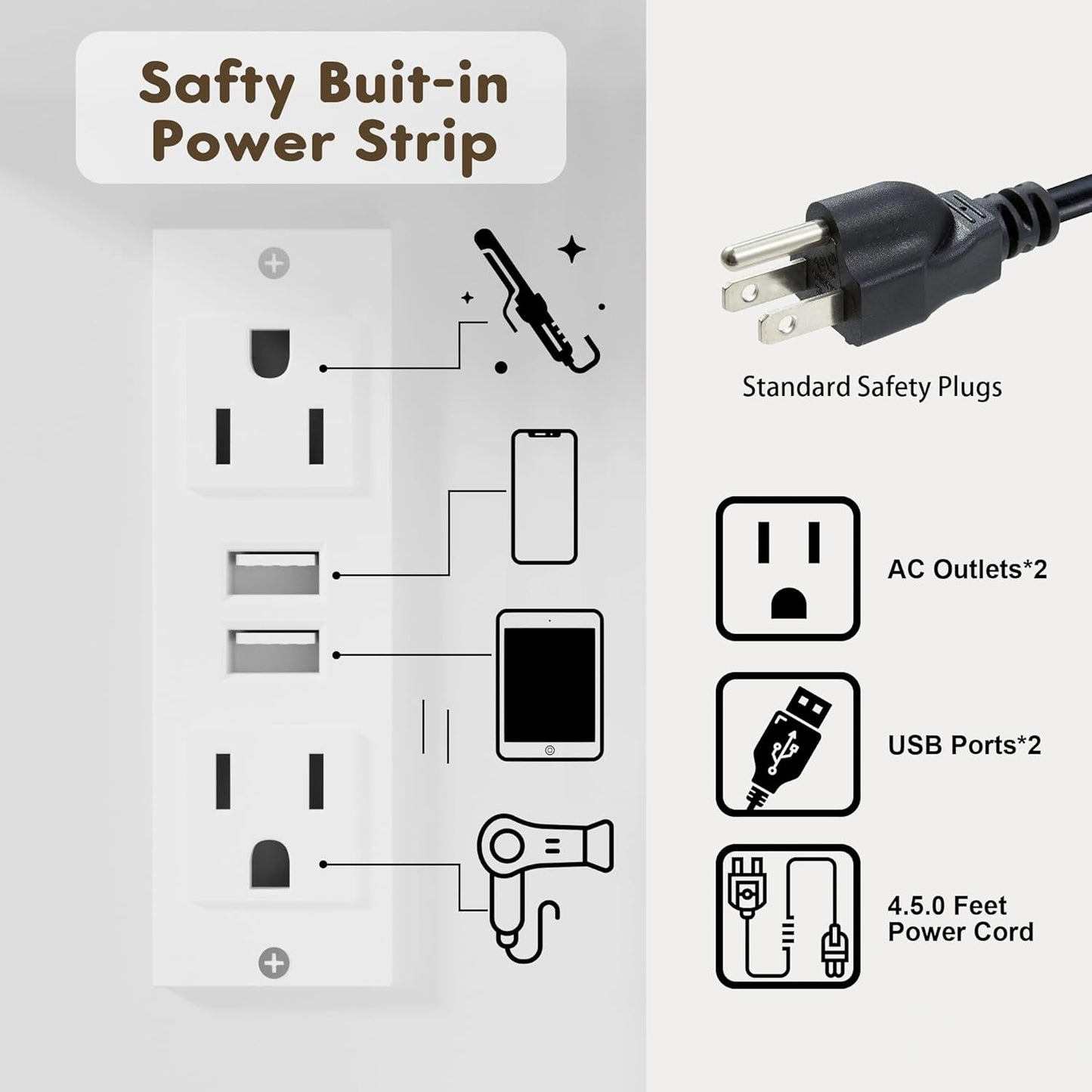 YESHOMY Vanity Desk with Mirror, Power Outlet and 10 Lights, Makeup Table with 7 Drawers, 3 Color Modes Available for Bedroom, Pure White