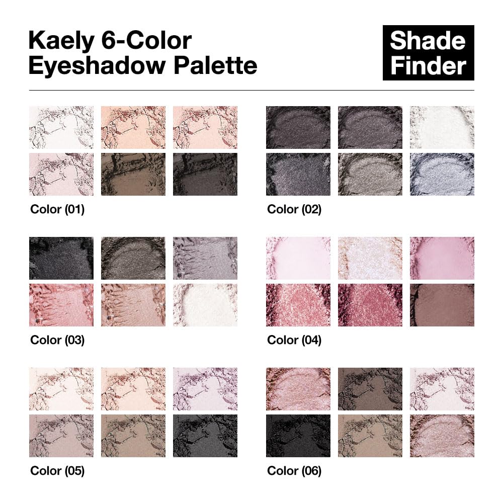 6 Colors Travel Eye Shadow Palette Makeup, Black Dark Smoky Grey Nude Pink Rose Champagne Gold Pearl White Sparkly Shimmer Glitter High Pigment Mini Eyeshadow Palette for Older Women, Built in Mirror