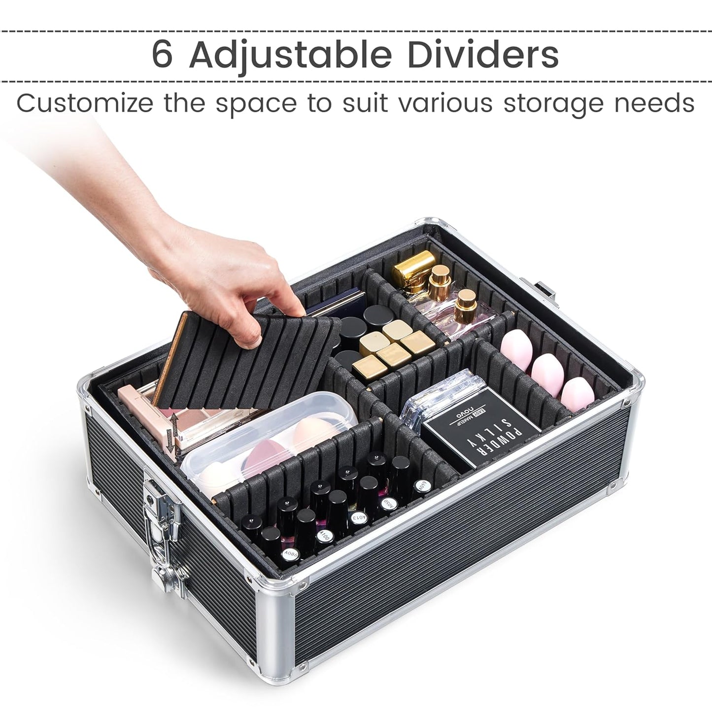 Yaheetech Professional Makeup Train Case 5 in 1 Cosmetology Case on Wheels Aluminum Beauty Travel Case Rolling Cosmetic Organizers & Storage Black