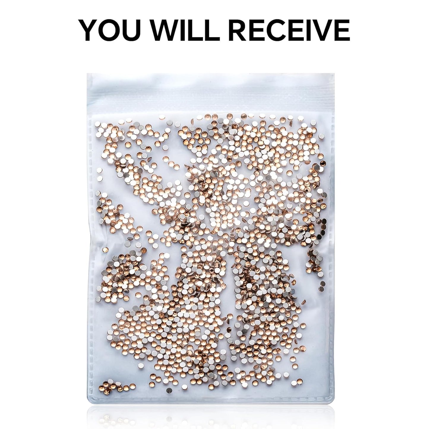 1440Pcs Champagne Crystal Rhinestones,Glass Flatback Rhinestones Mini Gemstones for Nail Face Makeup Art Crafts Clothes Decoration -(SS10,2.8mm,Champagne)