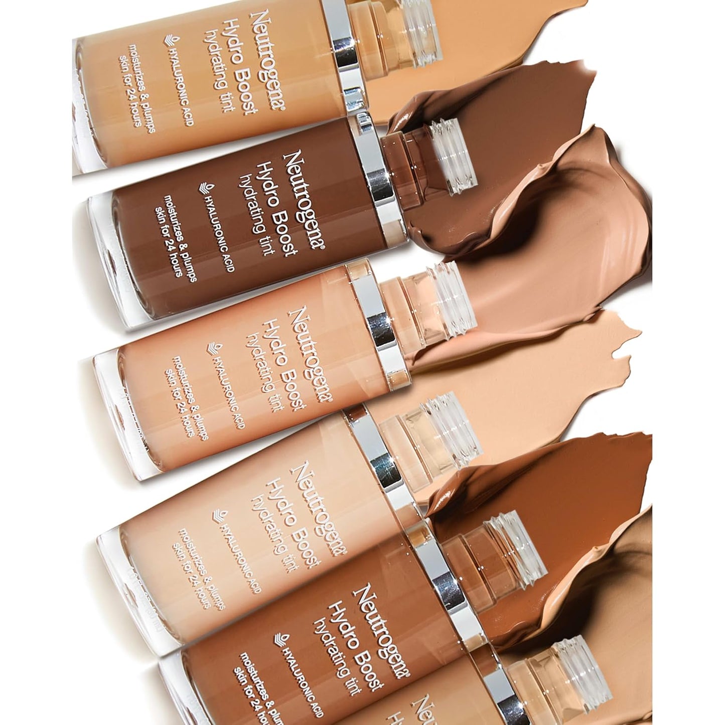 Neutrogena Hydro Boost Hydrating Tint Foundation Makeup for Dry Skin, with Hyaluronic Acid, Lightweight Oil-Free Water Gel, Non-Comedogenic, 105 Caramel Color 1.0 fl. oz