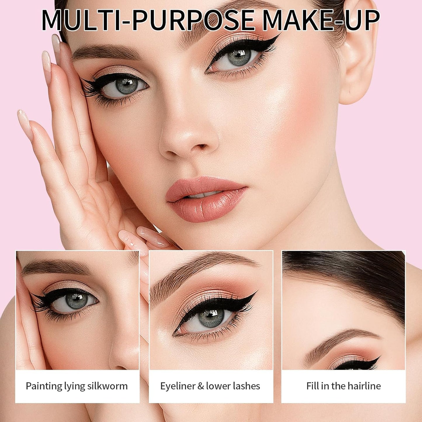 Microblading Eyebrow Pencils for Women - Eyebrow Pen 2-in-1 Dual-Ended Eye Brow Pencil with Precise 2-Fork-Tip & Brush-Tip Waterproof Eyebrow Pen for Hair-Like Brows, Last All Day, Dark Brown