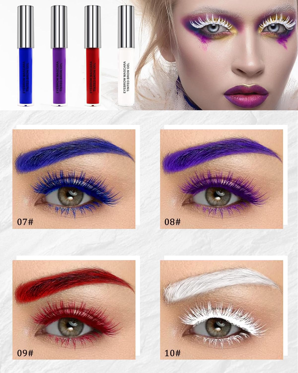 Tinted Brow Mascara Gel- 1Pcs Long-lasting Waterproof Smudge-proof Red Eyebrow Glue Colored Liquid Mascara, Tinted Brow Filler, Length Curly Mascara Women,Thanksgiving Eye Makeup Gift-09