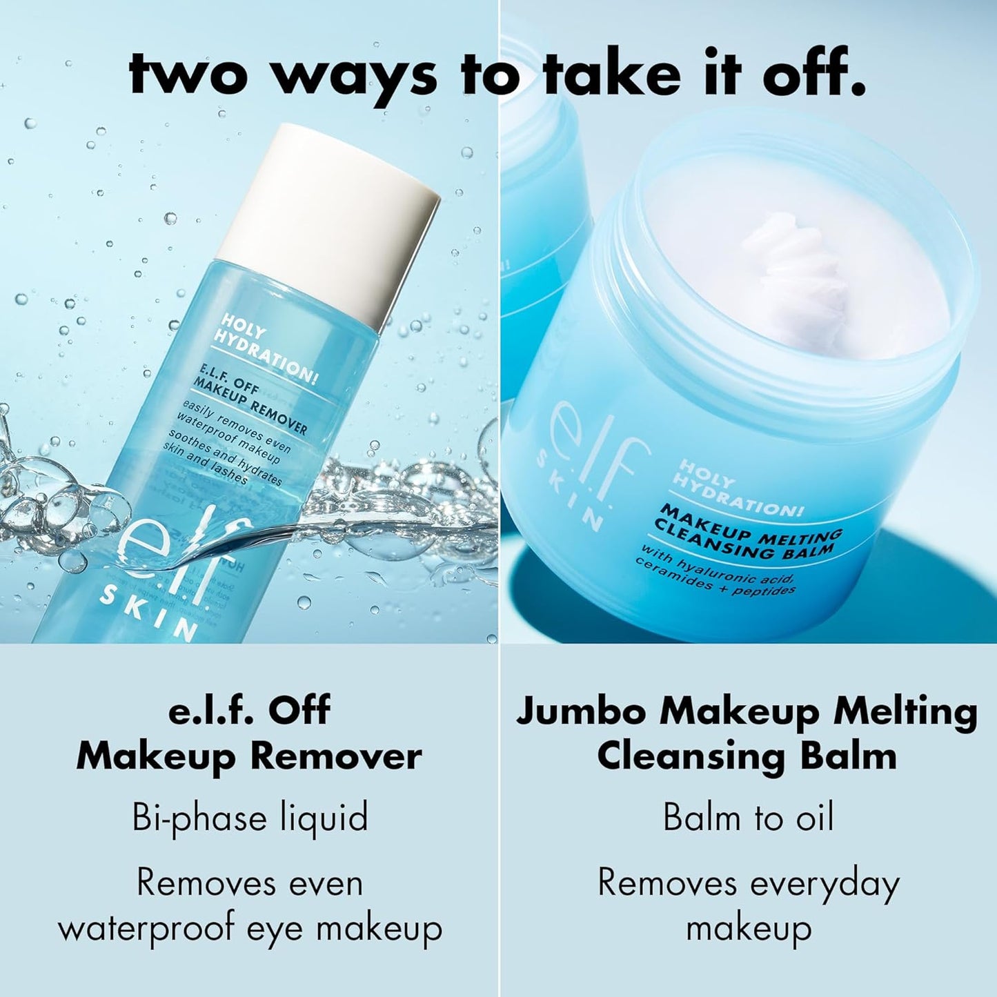 e.l.f. SKIN Mini Holy Hydration! Makeup Melting Cleansing Balm, Face Cleanser & Makeup Remover, Infused with Hyaluronic Acid to Hydrate Skin, 0.45 Oz
