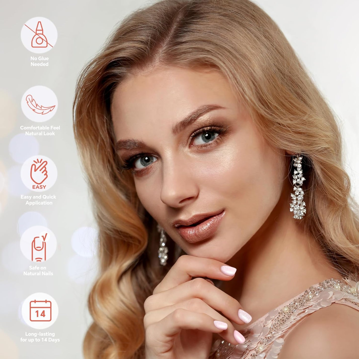 Semi Cured Gel Nail Strips-Travel friendly nail stickers portable manicure kit for vacations business trips easy to carry on the go,Works with Any UV/LED Lamps(Pixie Dust๏ผ