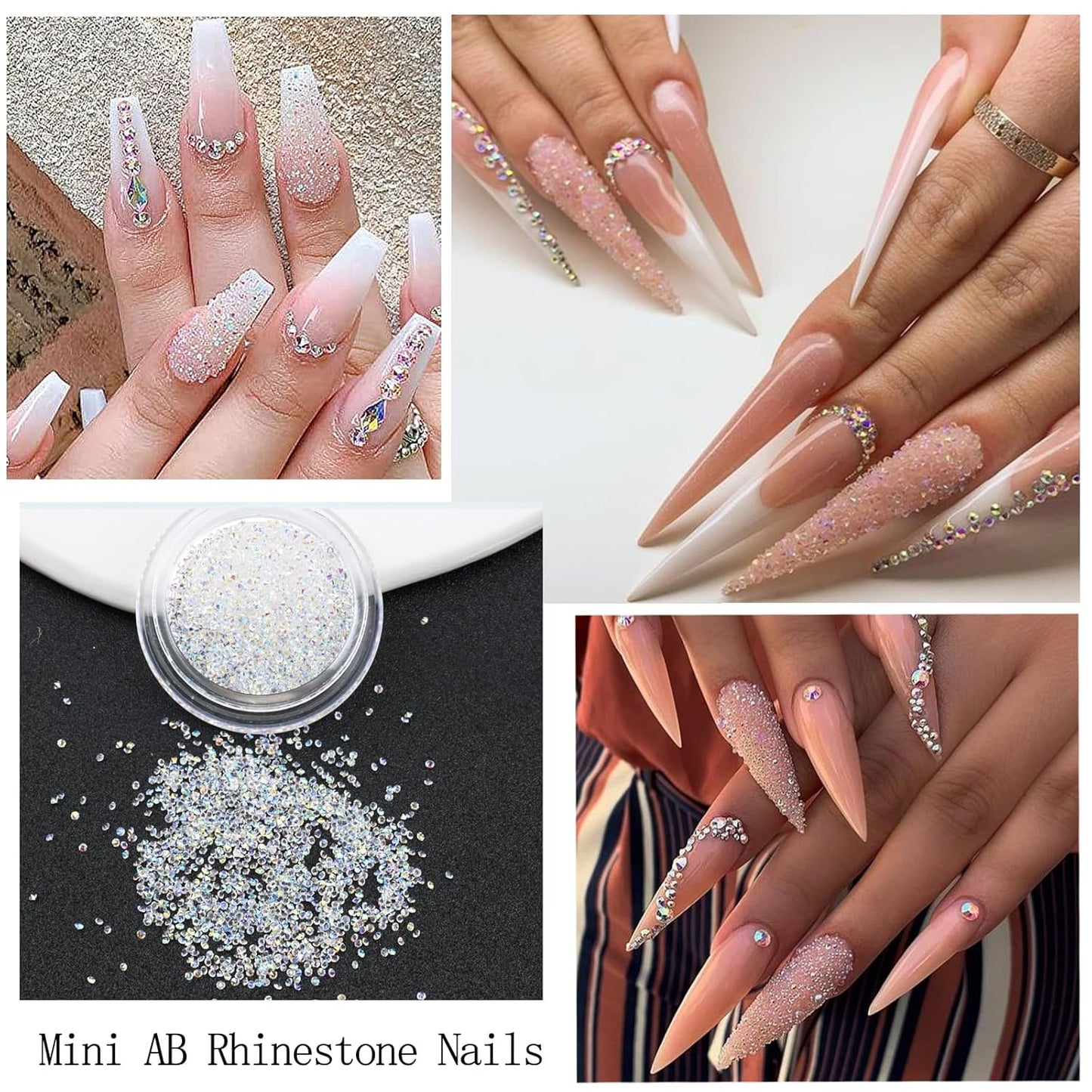 Rhinestones for Nails, Flatback Multi Shape Gems 3D Flowers Nail Charms Mixed Nail Glitter Powder Supplies Moonlight Crystal Jewelry Accessories for Women Manicure Decorations Design